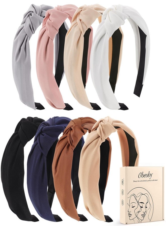 obeoby 8Pcs Headbands for Women, Fashion Knotted Headband Coffee Series Wide Hairband Hair Accessories Valentine Party Hair Accessories for Women Girls - Image 1
